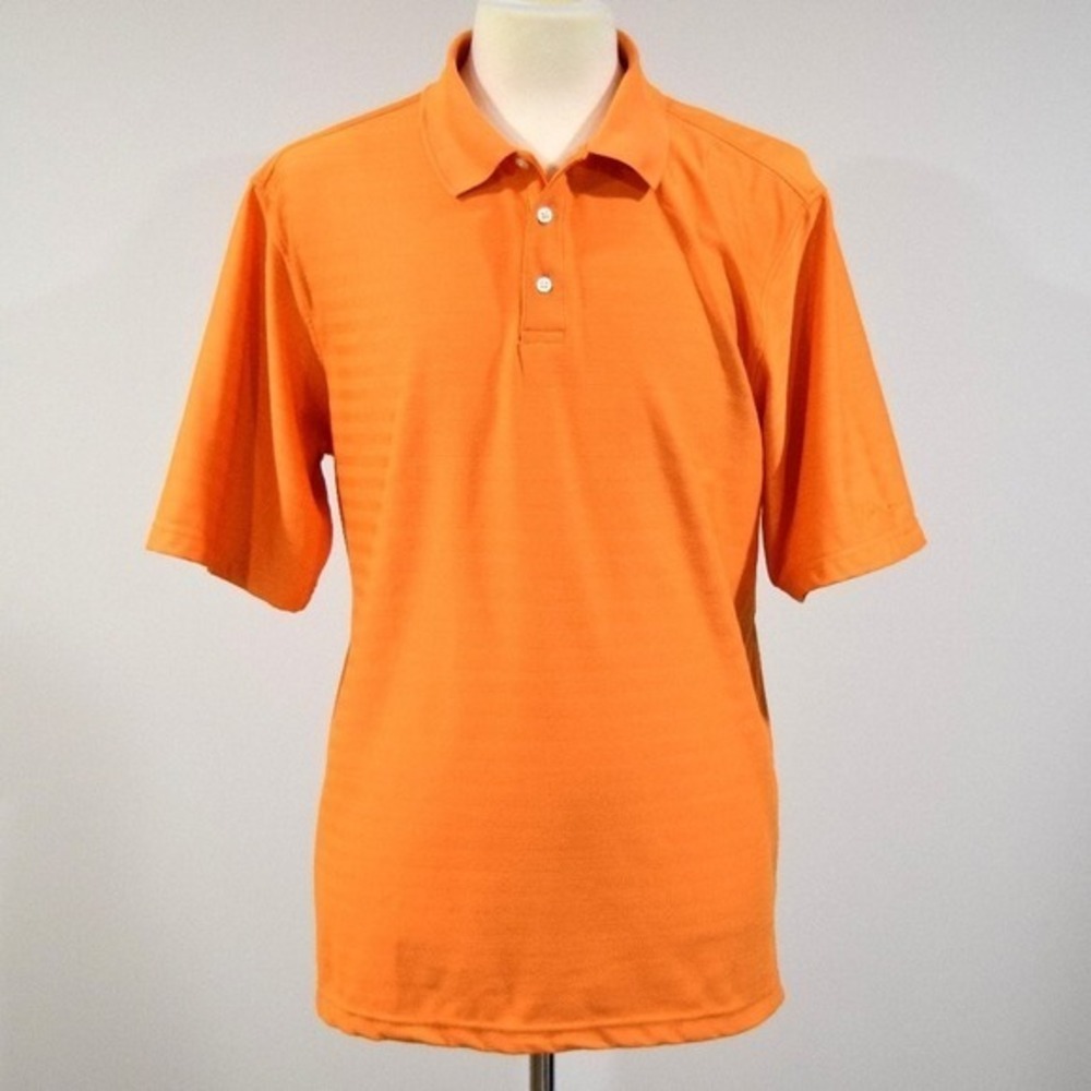 Walter Hagen Men's XL Orange Tonal Striped Performance Golf Polo Shirt